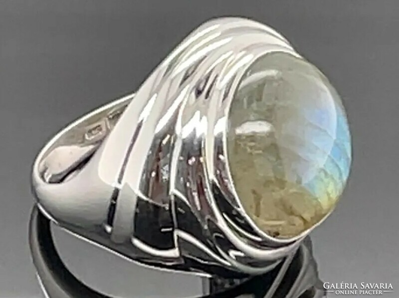 Extra special playful labradorite gemstone sterling silver ring 925/ - new size 56