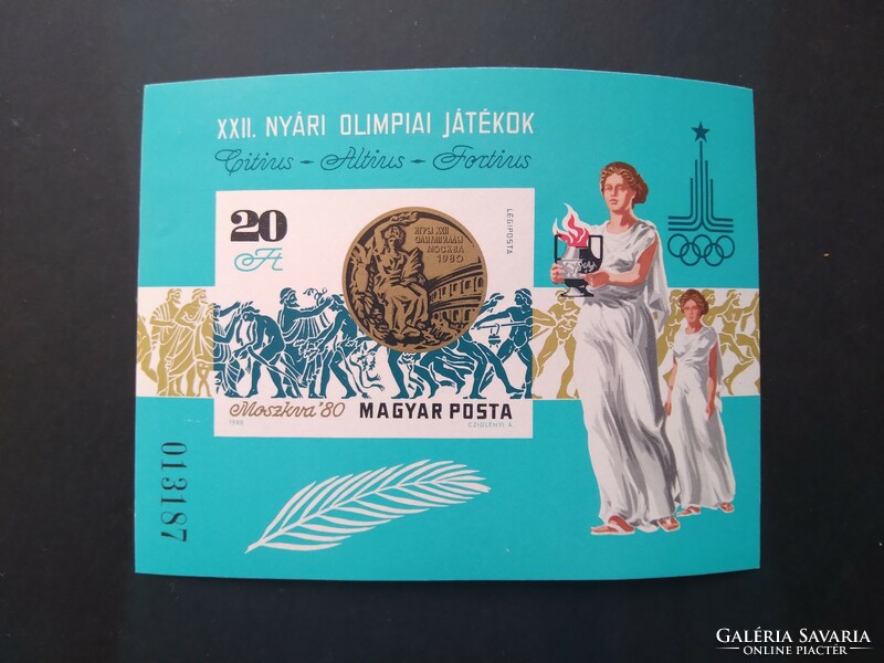1980 Olimpiai érmesek Moszkva blokk, vágott** G3