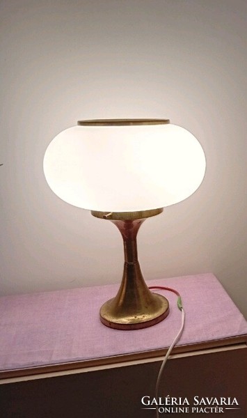 Vintage bauhaus table lamp - with milk glass