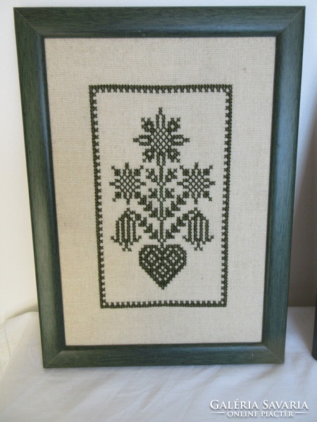 3 wall pictures with cross-stitch embroidery. Negotiable!