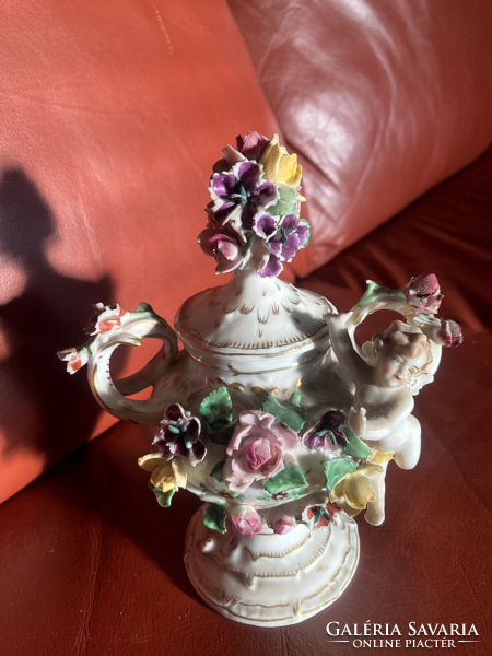 Angelic lidded vase, urn vase