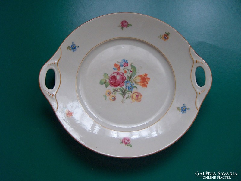 Eichwald plate with handle, offering, floral pattern, flawless