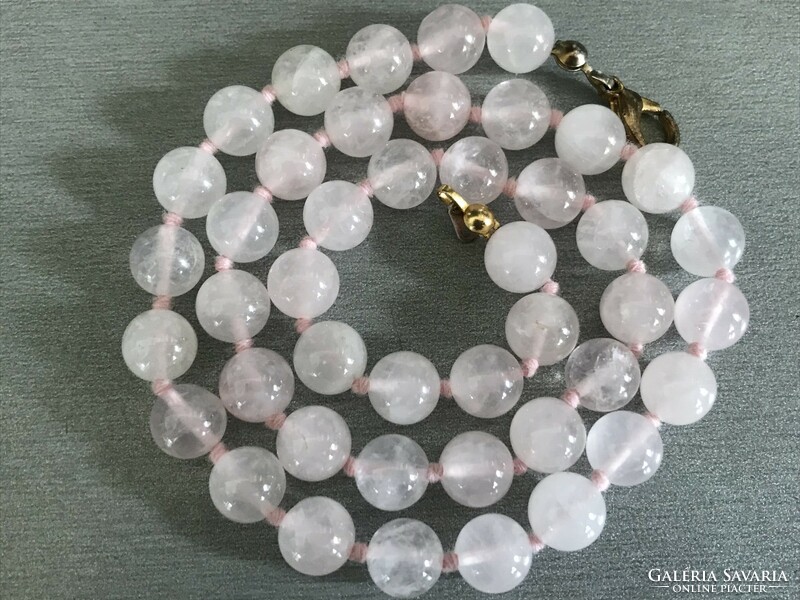Rose quartz necklace made of 8 mm beads, 45 cm long