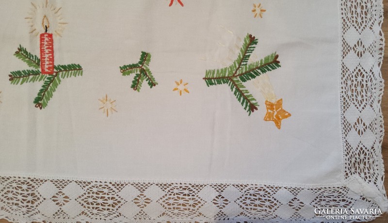 Linen, embroidered tablecloth 87x87 cm