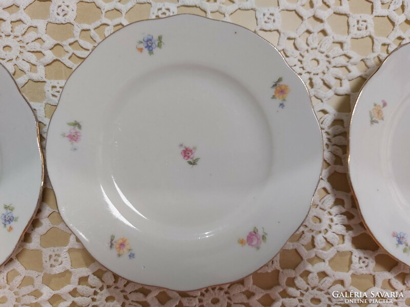 Zsolnay, beautiful floral porcelain cake plates with gold edges