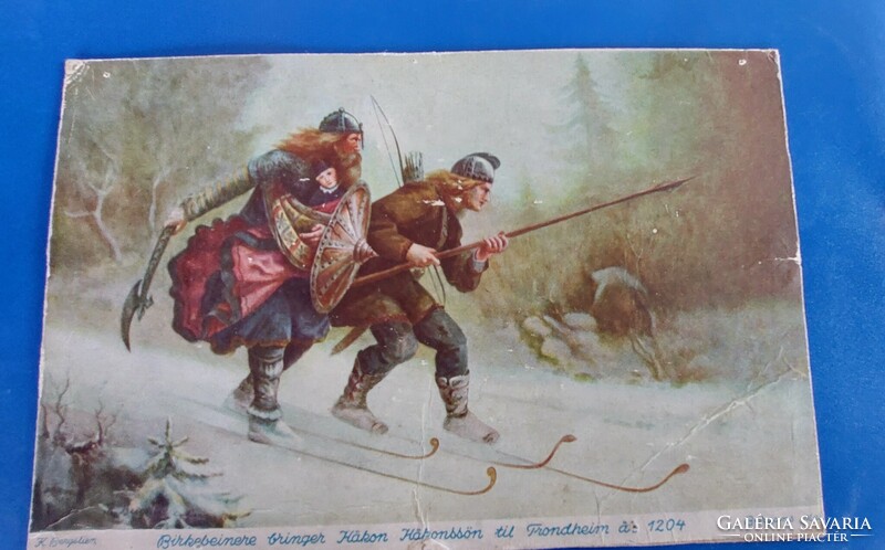 Bergans ski-binding ca. 1941. - Knud Bergslien. Advertised with his famous painting - si advertisement