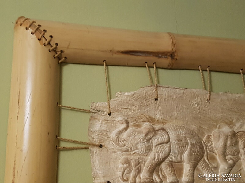 Indonesian bamboo and leather elephant picture large size