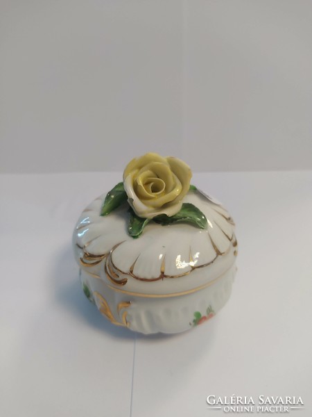 Antik Herendi porcelán rózsás bonbonier