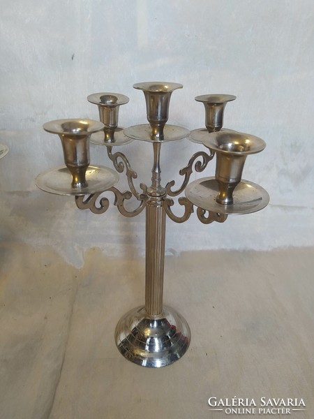 Pair of antique metal candle holders