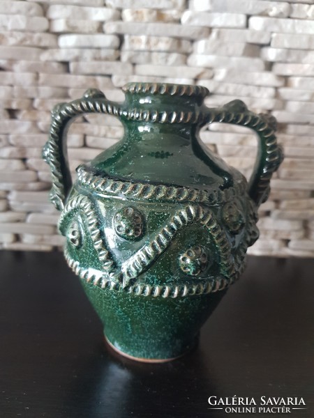 Old ornate, beautiful glazed ceramic piece from Transylvania, from a collection