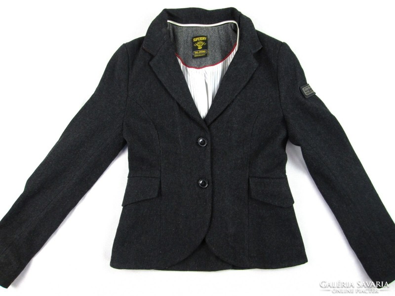 Original superdry (xs / s) sporty elegant dark gray women's fabric jacket