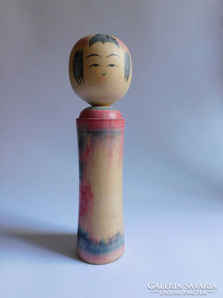 Old, large-sized Japanese signed kokeshi doll - 21.5 Cm