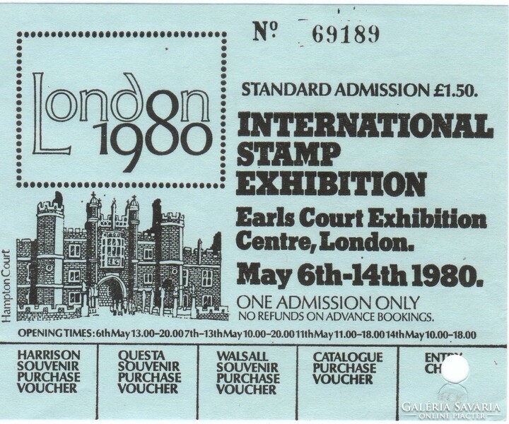 Nemzetközi bélyegkiállítás London 80  London 80  0019  Belépő jegy