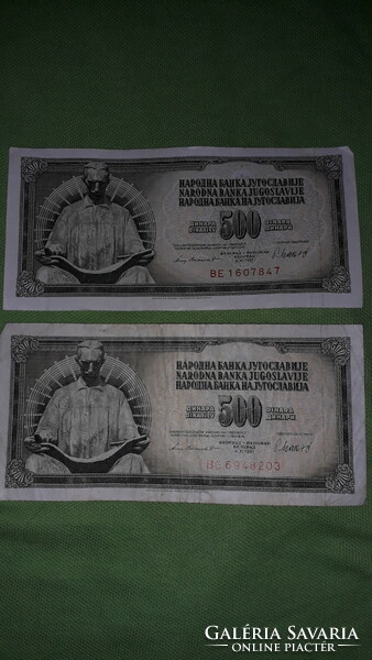 Régi YUGOSZLÁVIA 500 DÍNÁR papírpénz 2 X 1981 - 2 db egyben a képek szerint