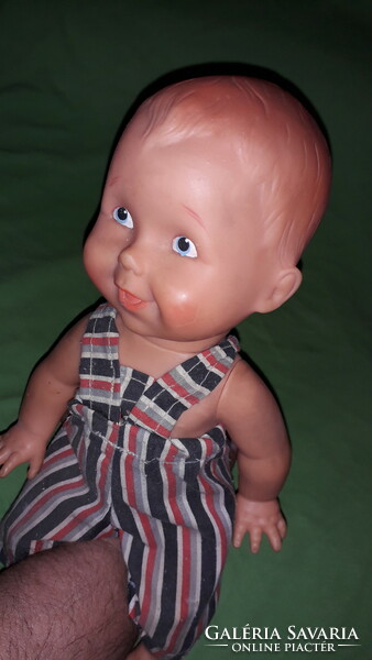 Antique approx. 1940 full rubber boy toy doll figure with original clothes, rare, flawless according to the pictures