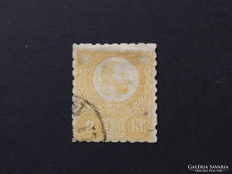 1871 Copper print, 2 kr. Yellow, missing teeth, windowed g3