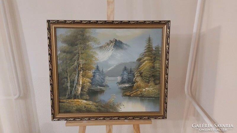 (K) landscape painting with frame 67x58 cm