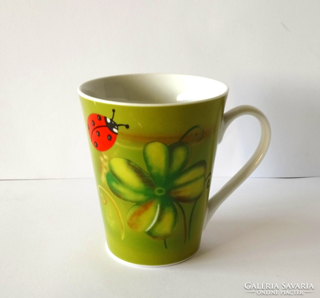 German porcelain mug with lily of the valley and ladybug, new