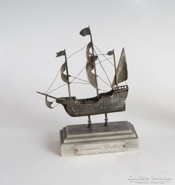 Silver ship model - santa maria
