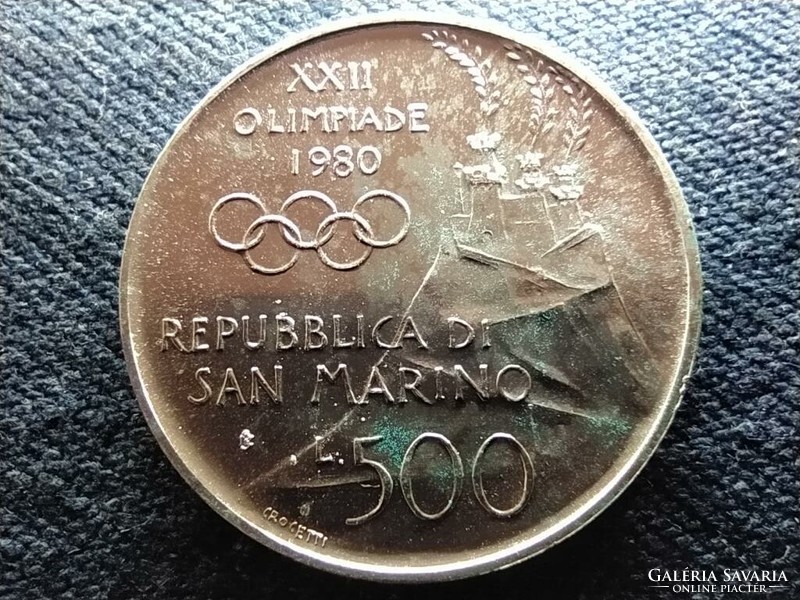 San Marino Summer Olympics 1980 Moscow boxing .835 Silver 500 lira 1980 r (id64975)