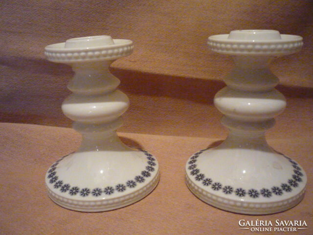 Pair of porcelain candle holders