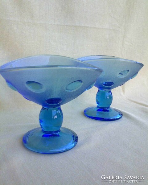 Blue glass ice cream cup / cup 2 pcs