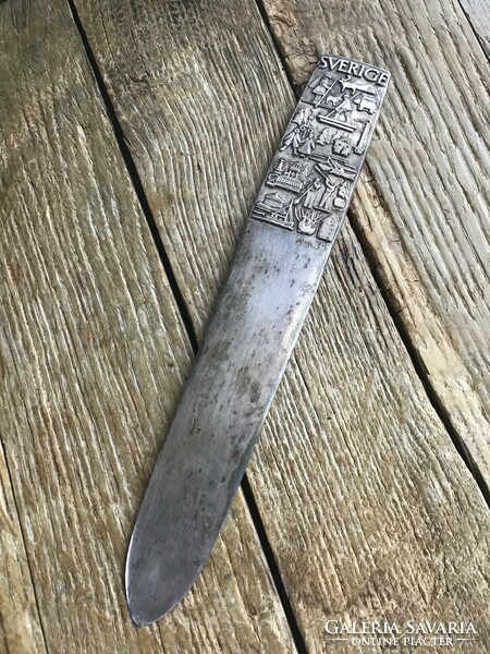 Old Swedish silver-plated marked leaf opener