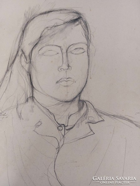 Female pencil drawing portrait