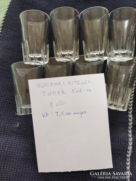 Kocsmai hitelesített fél decis ( 5 cl) üveg pohár 8 db