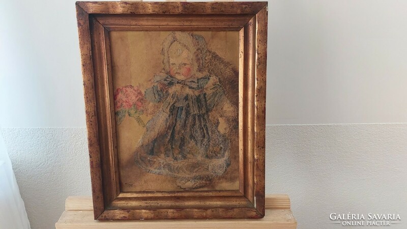 (K) antique painting. 35X44 cm with frame
