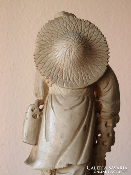 Kínai zsírkő halász figura, szobor