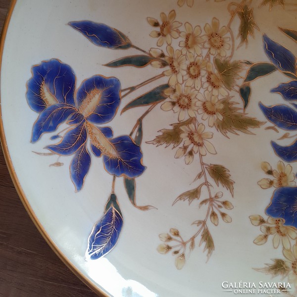 Pair of antique Zsolnay floral wall plates