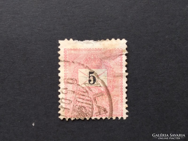 1889 Fekete számú krajcáros 5 kr. E 12 : 11 3/4 foghiány, papír elvékonyodás G3