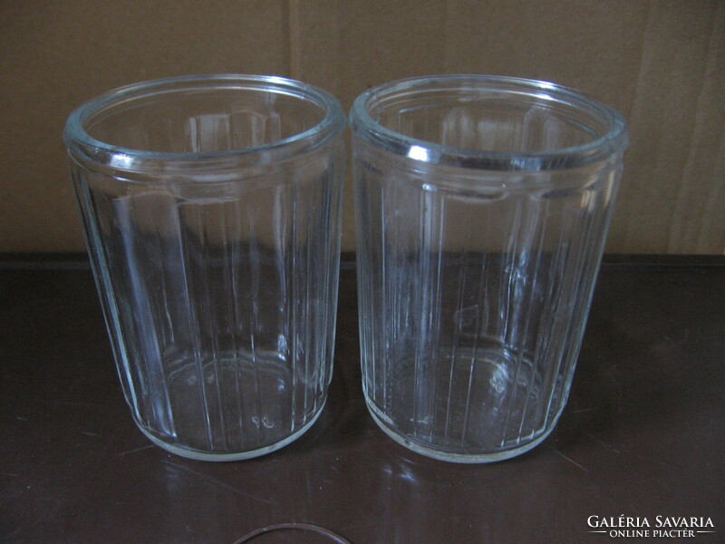 A pair of retro ribbed, rimmed glass glasses