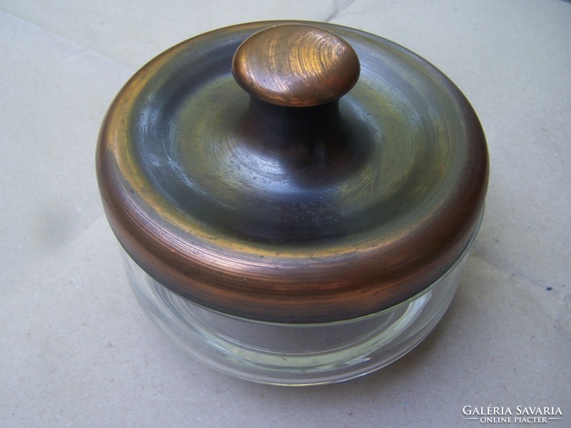 Artisan retro bonboniere with antique bronze lid