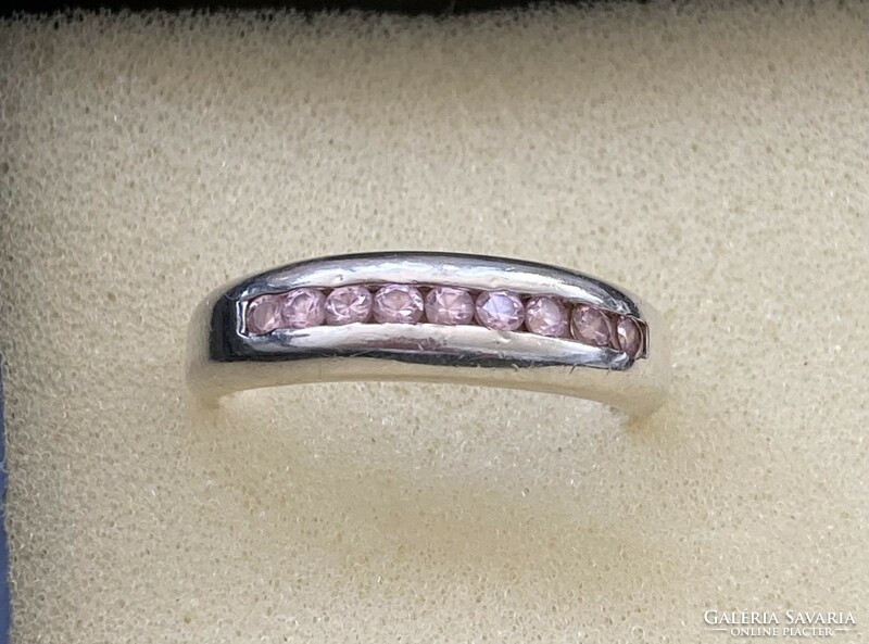 Pink stone silver ring