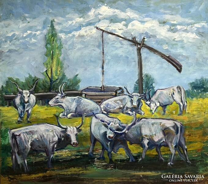 János Seres (1920-2004) herding oxen, 1994 (gallery work) /invoice provided/