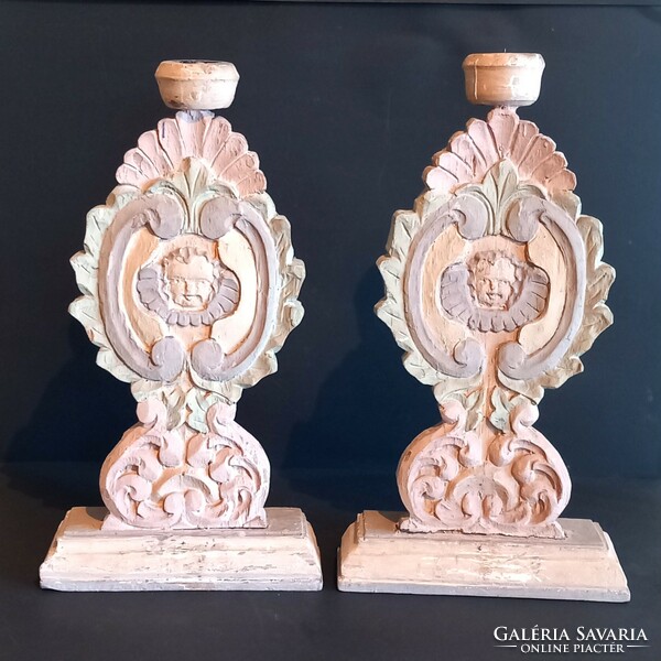 Spanish 45 cm antique wooden putto candle holders can be negotiated in pairs