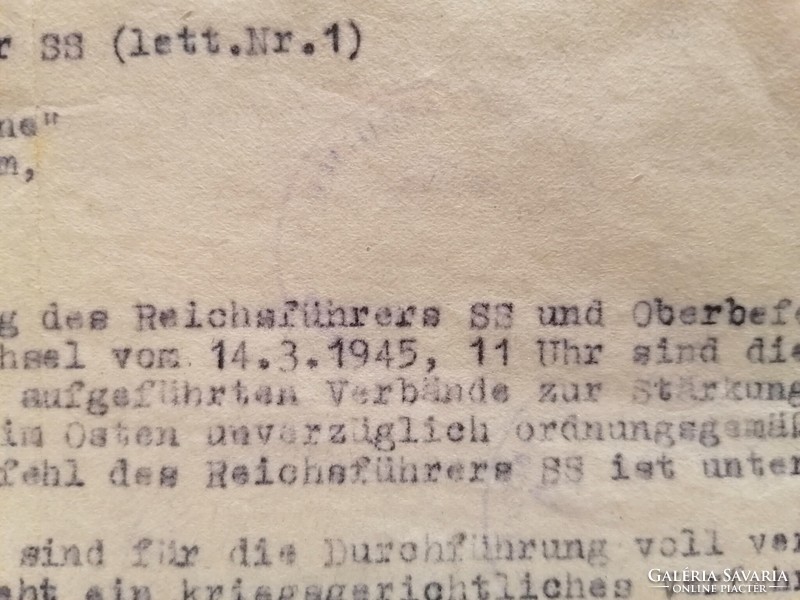Német parancs 1945.03.14. napján horogkeresztes pecséttel