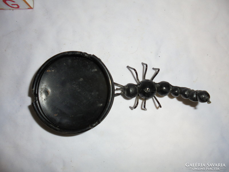 Metal ashtray with figure - an ant? Dragonfly? A bug?