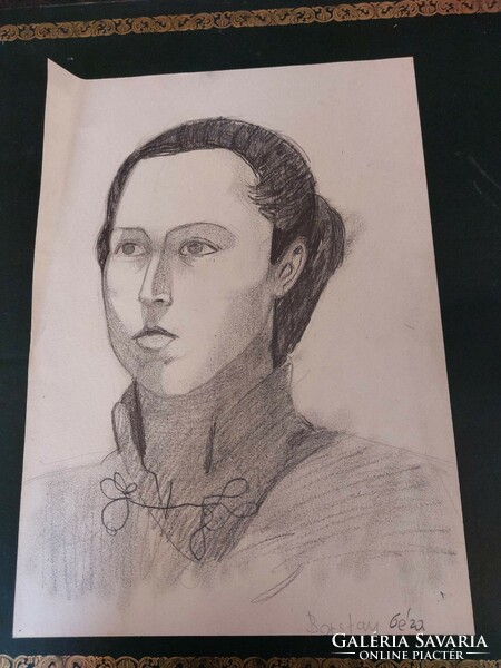 2-page female pencil drawing portrait