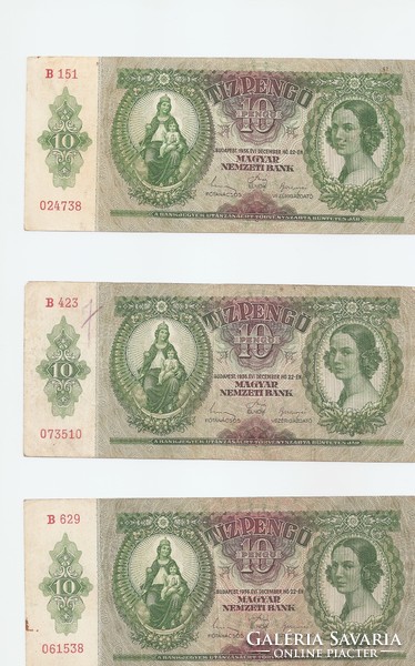 10 pengő (3 db), 1936-os