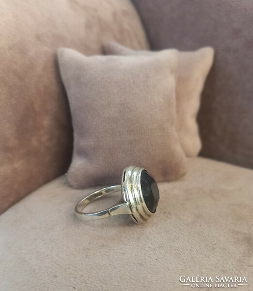 Design silver ring with smoky quartz