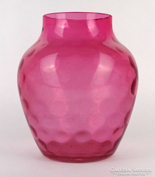 1O142 antique pink blown glass vase with lens 17 cm