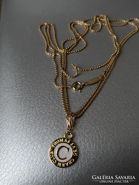 Original, marked shine gilding, silver ts 90 cm necklace with charmclub pendant