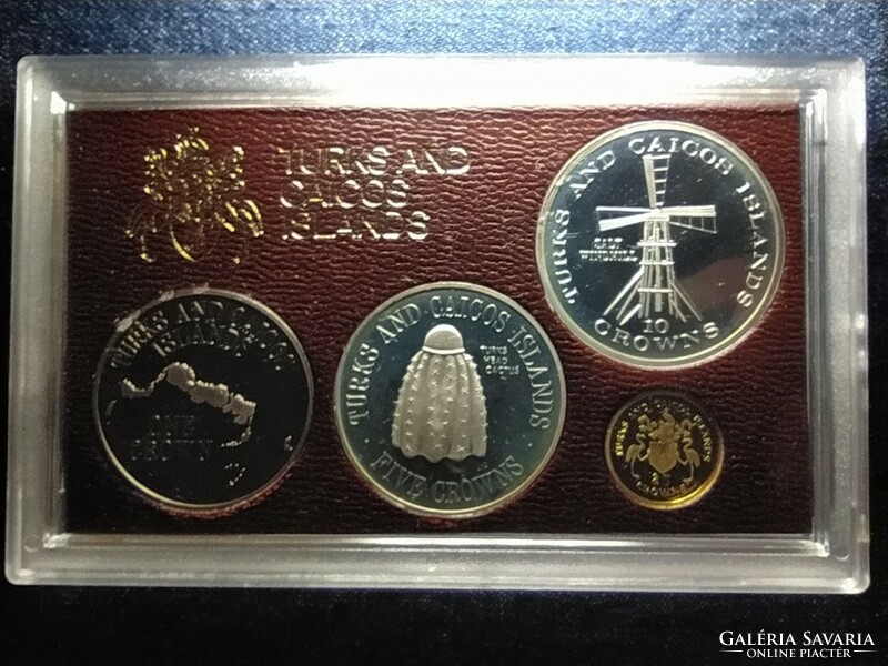 Turks and Caicos Islands 1976 Silver and Gold Crown Coin Set (id79623)