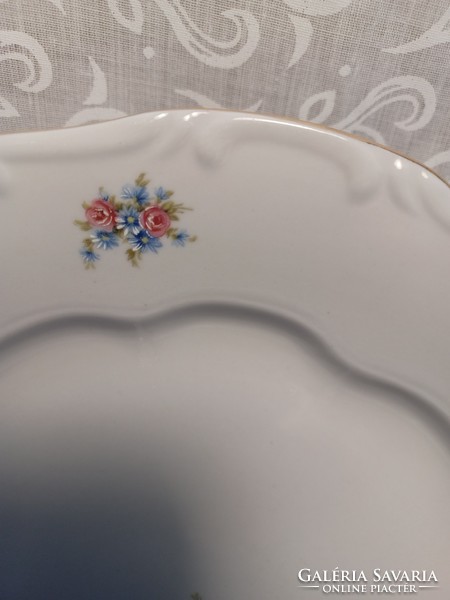 Zsolnay porcelán apró virágos, lapos tányér