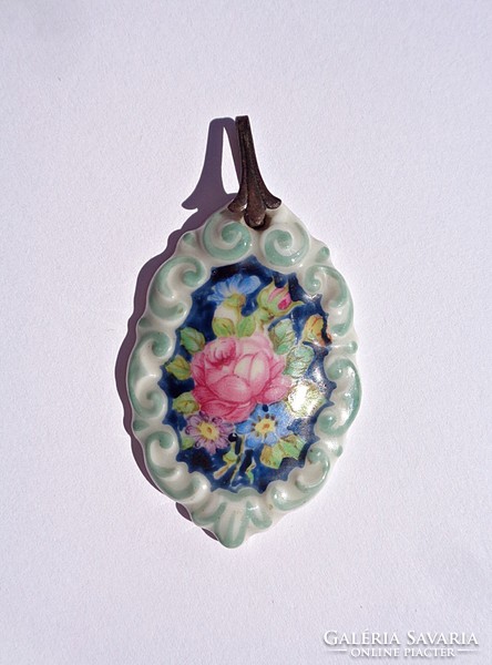 Floral rosenthal marktredwitz porcelain pendant