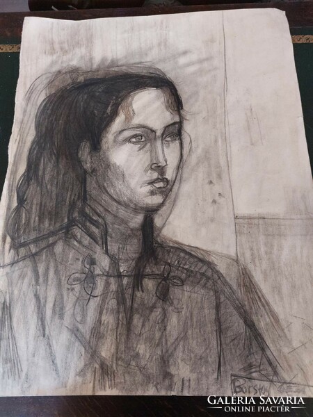 Pencil drawing female portrait