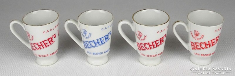 1O074 Régi Becher's porcelán likőrös pohár készlet 4 darab